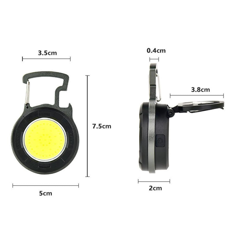 Camping 10W COB LED Keychains Clip Flashlight 500lm Waterproof Pocket Lamp