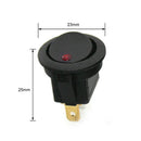 20A 12V 3 Pin Car Auto Boat On Off Round Dot LED Rocker Toggle Switch(Red)