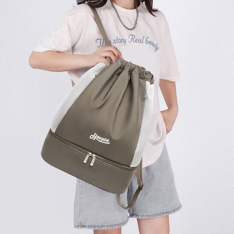 Drawstring Swimming Backpack Fitness Bag Waterproof Pool Dry Wet Bag (Gray)