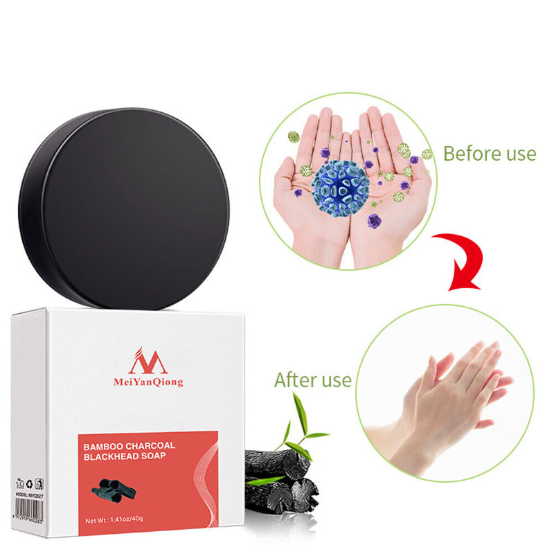Handmade Bamboo Charcoal Soap Facial Deep Cleanser Bath Clean Grease Skin Care