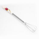 Ceramic Handle Stainless Steel Hand Egg Beater Egg Stirring Whisk (White)