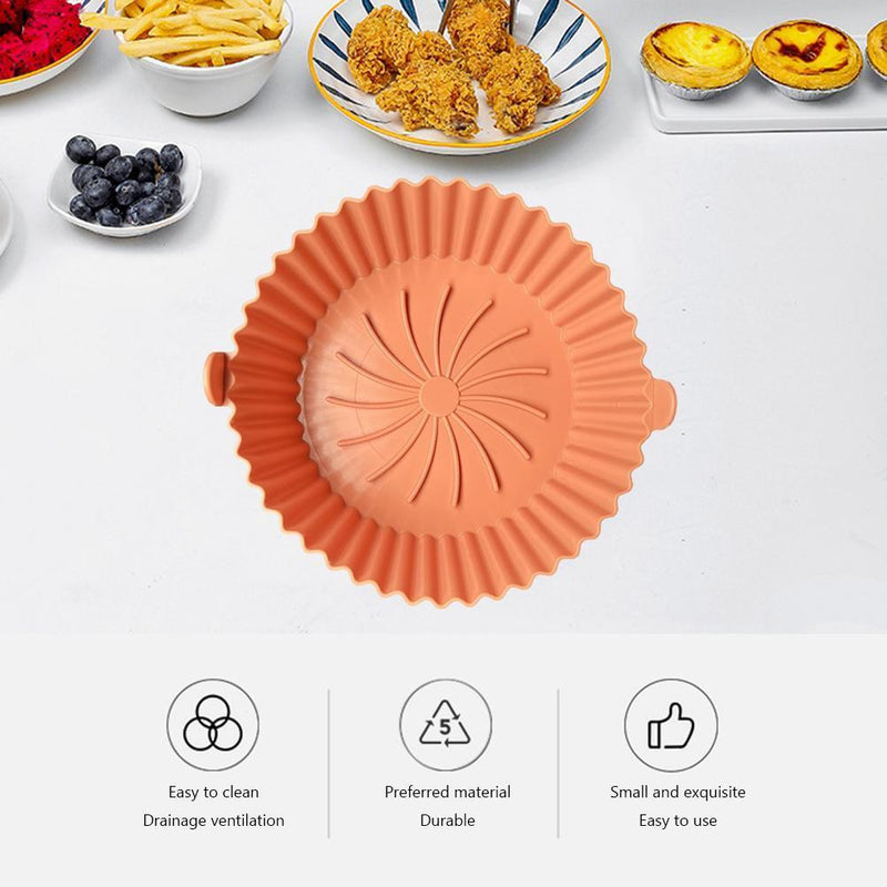 Silicone Air Fryer Liner Kitchen Baking Parchment Steamers Pads (Grey)