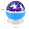 Rotary USB LED Night Light Star Projector Battery Child Bedroom Lamp (Blue)