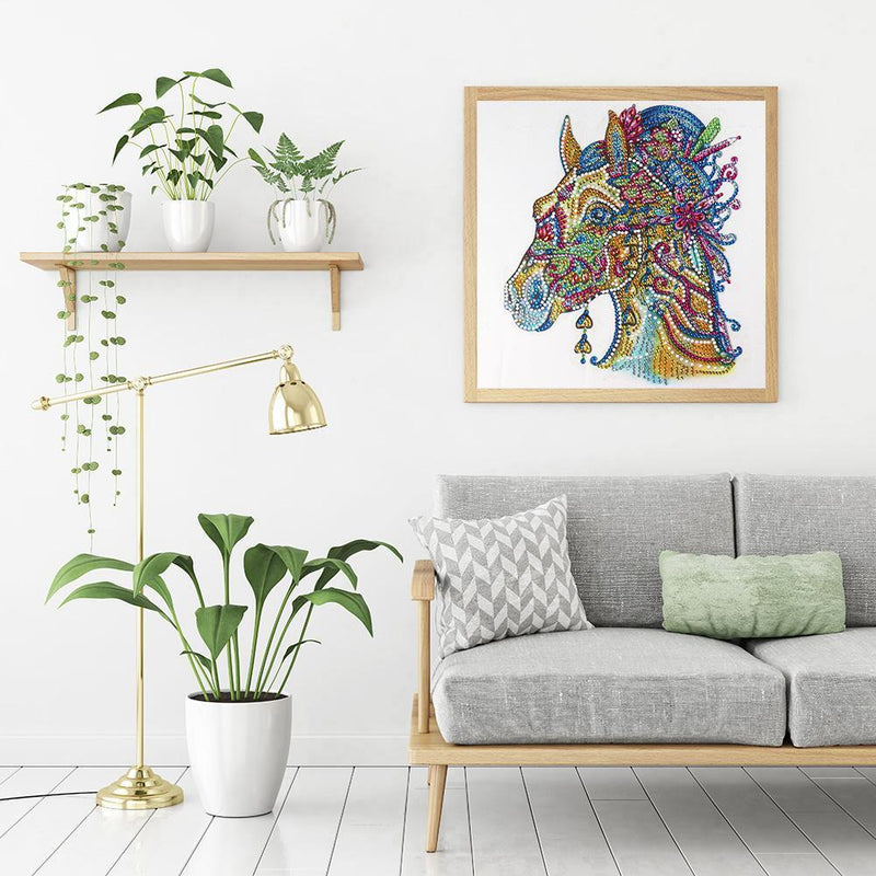 5D DIY Special Shaped Diamond Painting Horse Cross Stitch Kit Home Bedroom Decor