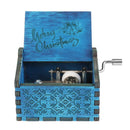 Retro Wooden Merry Christmas Music Box Storage Box Ornament Gift (Blue)