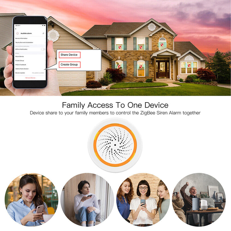 Tuya Zigbee Siren Alarm Sound Light Sensor Works With Smart Life Home Kitchen