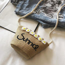 Straw Messenger Bags Woven Beach Crossbody Women Shoulder Handbags (Camel)
