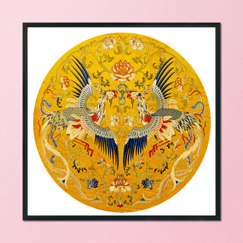 Stamped Cross Stitch Kit Flying Phoenixes Embroidery Canvas 11CT Needlework Set