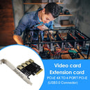 PCI-E 1to 4 PCI Express Riser Card Adapter 4 USB Port Extender Expansion Card