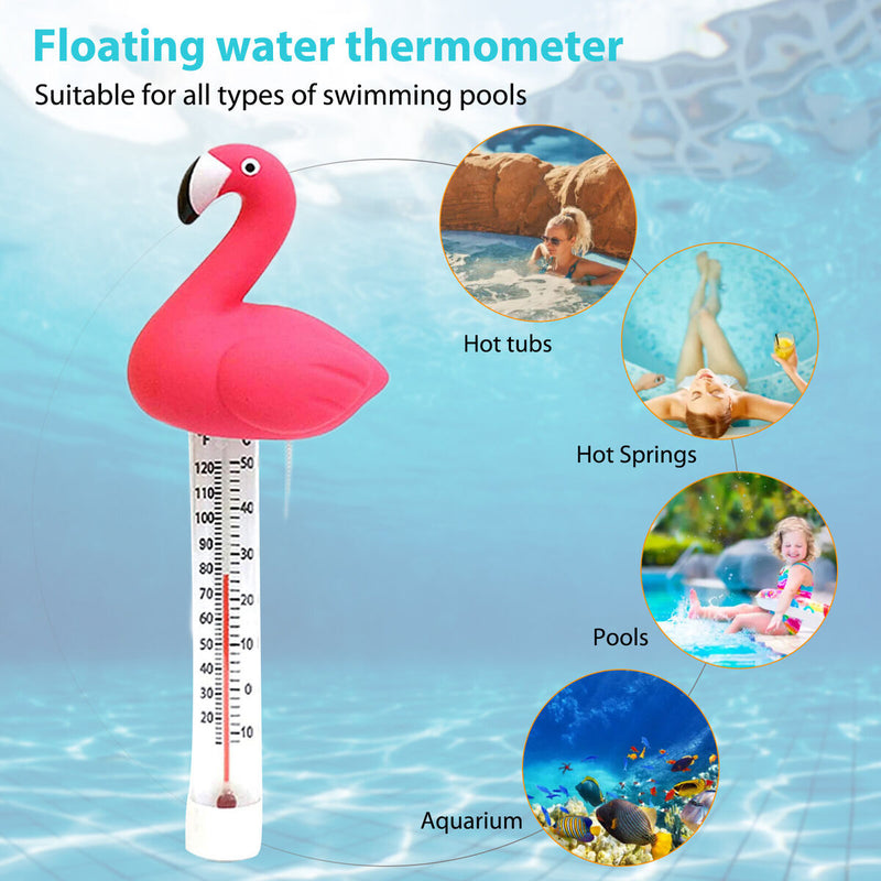 Floating Pool Thermometer Flamingo Water Temperature Meter for Aquarium
