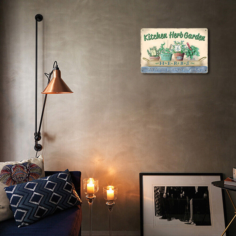 Kitchen Herbs Retro Metal Plate Tin Sign Poster for Bar Pub Iron Painting