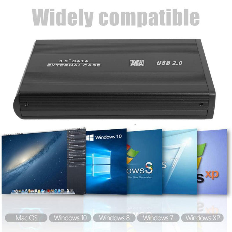 External HDD Enclosure Aluminum 480Mbps 3.5"" USB 2.0 to SATA HDD Case