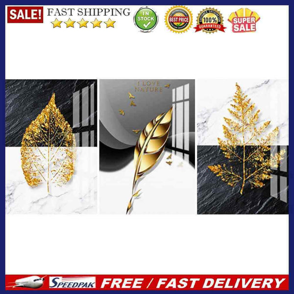 Frameless Golden Leaves Oil Paint by Numbers Kit Handpainted Artwork Wall C