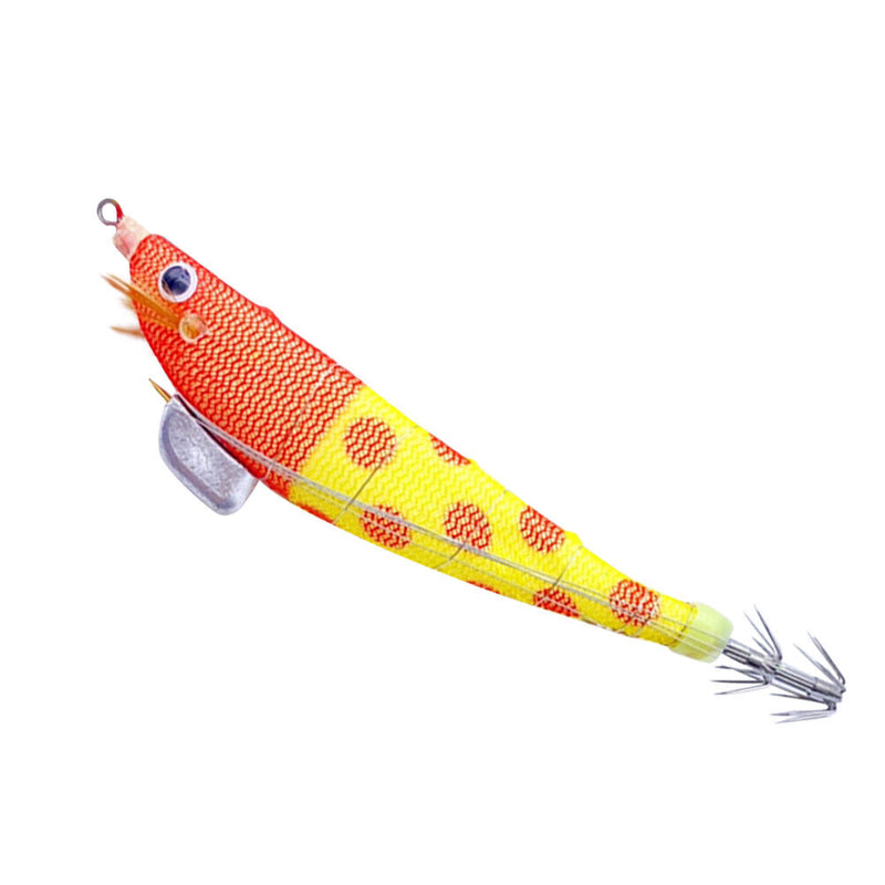 #A 100mm 12g Sinking Fishing Lures Luminous Wood Shrimp Bait with Squid Jigs Hoo