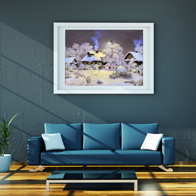 DIY 5D Diamond Snow House Painting Embroidery Home Decor Craft A Newly
