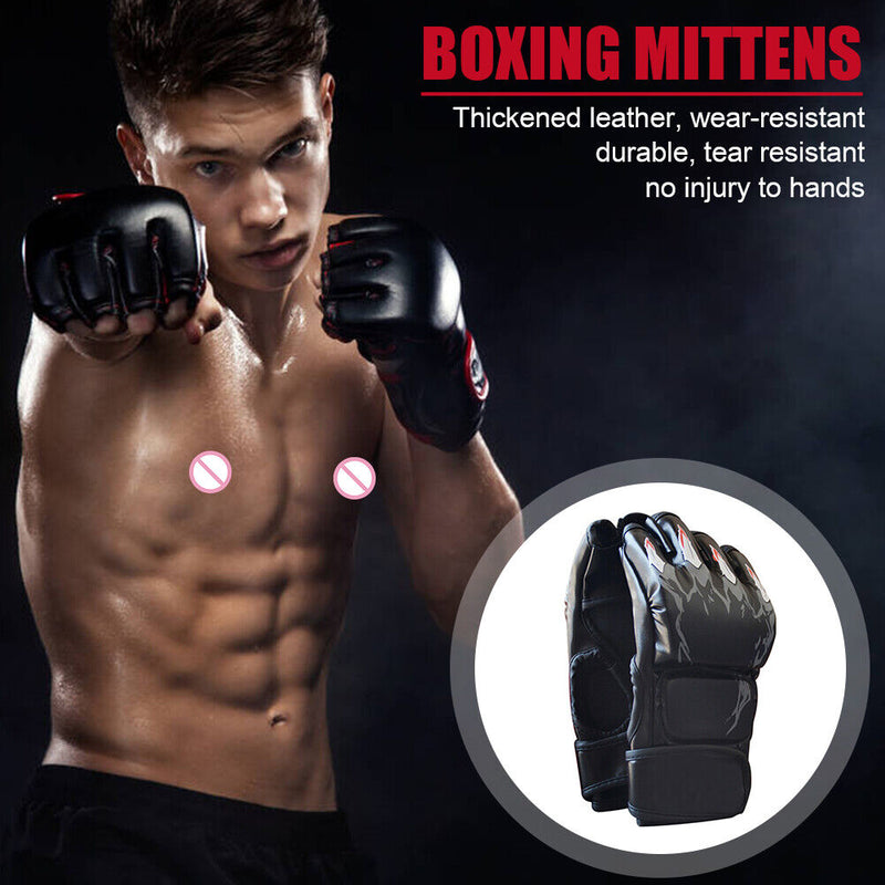 2pcs Fighting Boxing Half Finger Gloves Printing Sanda Training Equipment Gloves