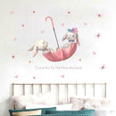 Cute Grey Bunny Ballet Rabbit Wall Stickers For Kids Nursery Room W9S8 Baby U9Y1