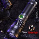 Waterproof Zoomable Torch Lamp USB Charging Battery Power LED Glare Glashlight