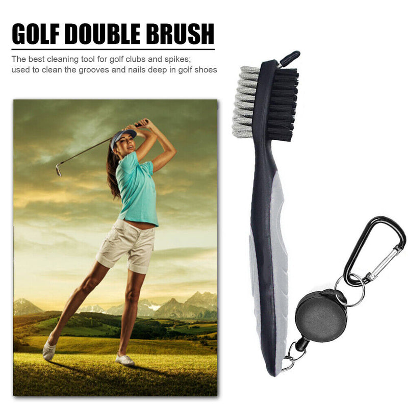 Retractable Golf Club Brush Groove Cleaner with Carabiner for Golf Irons Wo