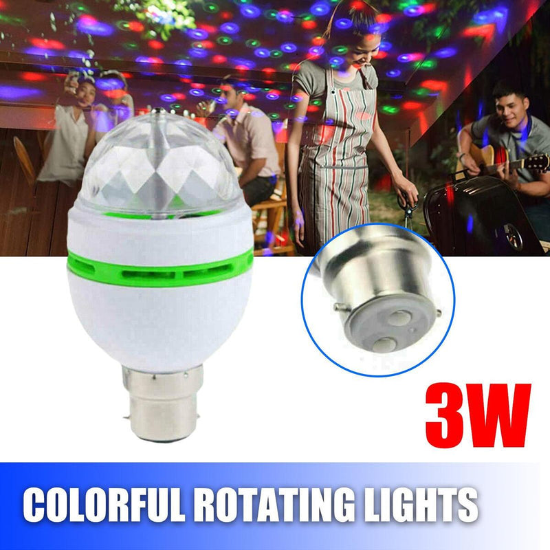 LED Rotating Disco Light Bulb RGB Projector Multi Colour Bayonet Lamp Party#