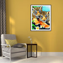 5D DIY Diamond Painting Two Tiger Kits Full Round Drill Wall Rhinestone Decor