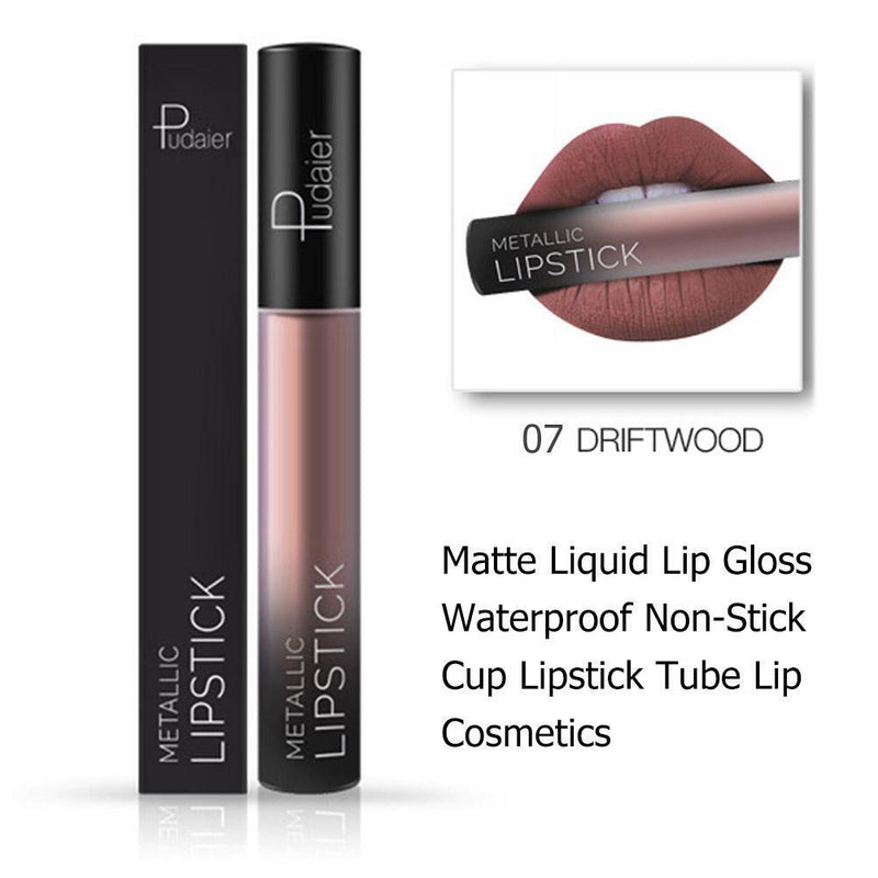 Matte Liquid Lip Gloss Waterproof Non-Stick Cup Tube Lipstick (07 Driftwood