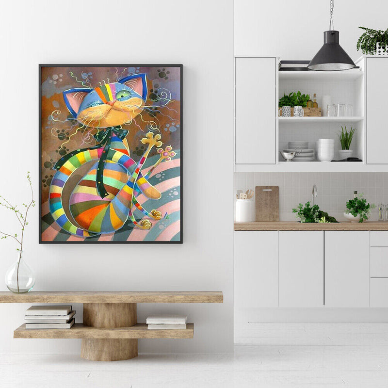 Colorful Cat No Frame Pictures By Number DIY Digital Coding Oil Painting