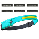 2 PC LED COB Headlamp Rechargeable Camping Waterproof Sensor Headlights Cyan