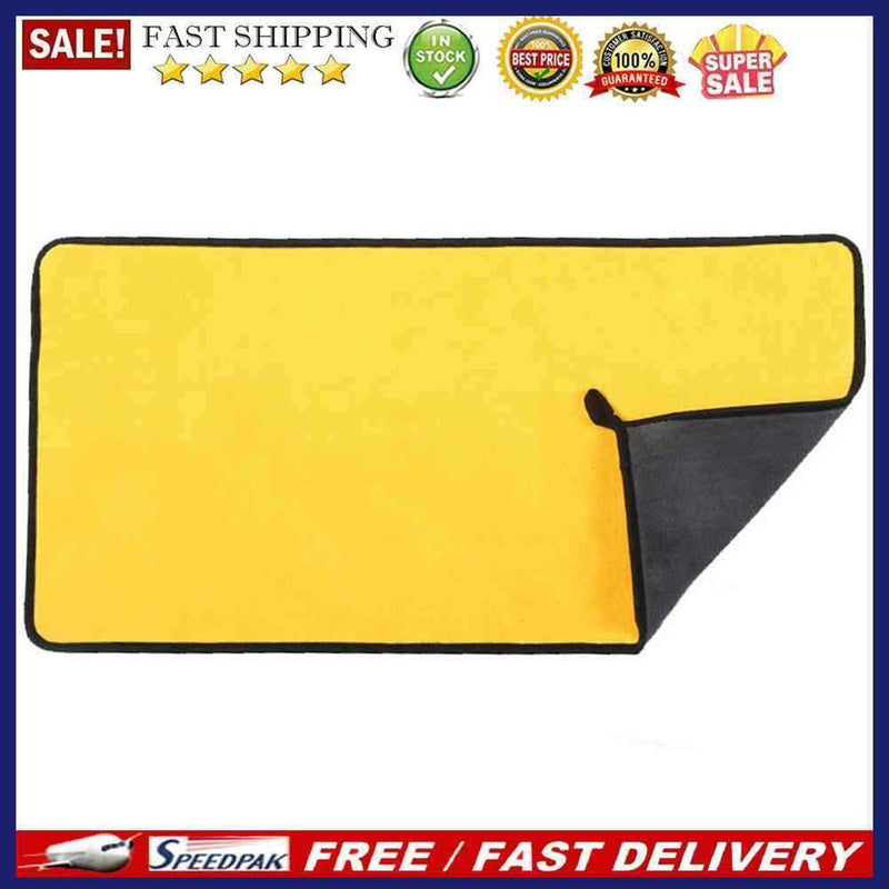Thick Super Absorbent Coral Fleece Towel for Car Wash Home Cleaning Yellow+Gr