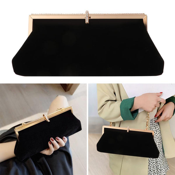 Women Party Banquet Wedding Clutch Bag Handbag Velvet Diamante Evening Bag