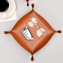 Desktop Organizer Folding Storage Box Leather Tray for Dice Key Coin (D) Newly