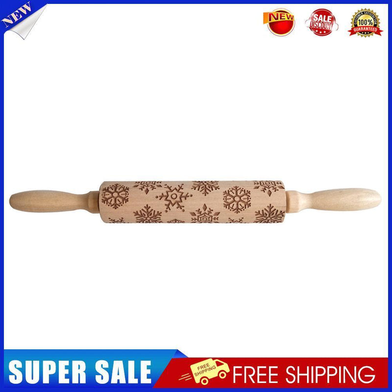 Wood Christmas Gift Embossed Rolling Pins Embossing Baking Cookies Tool
