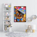 Frameless Oil Paint By Numbers DIY Cat Hat Picture Craft Kit for Living Room
