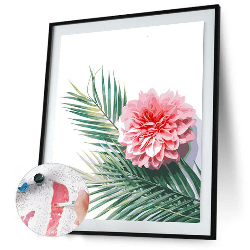 DIY Hand Painted Art Drawing On Canvas Flowers Plants Oil Painting By Numbers
