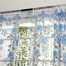 2pcs Peony Curtain Living Room Bedroom Home Door Window Curtain (Blue)