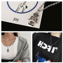 Pendant Valentine's Day Gifts Distressed Choker Mini Robot Necklace Thin Chain