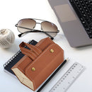 5 Grid Portable Glasses Display Box Folding Leather Sunglasses Bag (Brown) Newly
