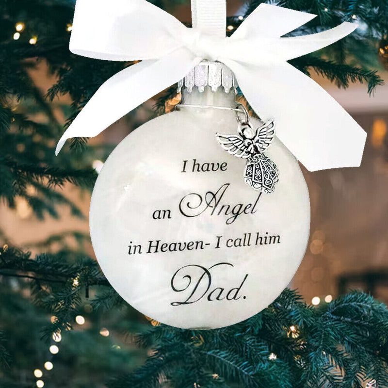 Memorial My Heart in Heaven Christmas Pendant Mom Dad Ball Feather Tree Ornament
