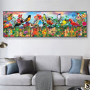 Drill Point Handcraft DIY Fence Birds Full Diamond Painting Canvas Mosaic Kit