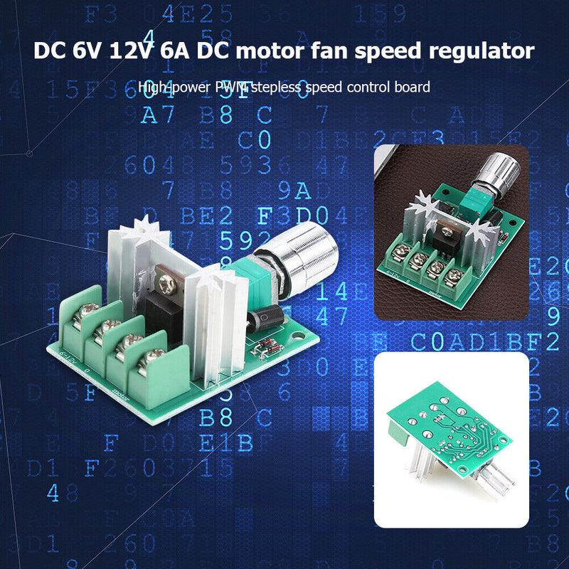 6V 12V 6A PWM No-Polarity DC Motor Speed Governor Speed Controller Module