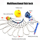 Stainless Steel Fish Buckle Lock Set Live Fishing Lock Belt Stringer (Blue)