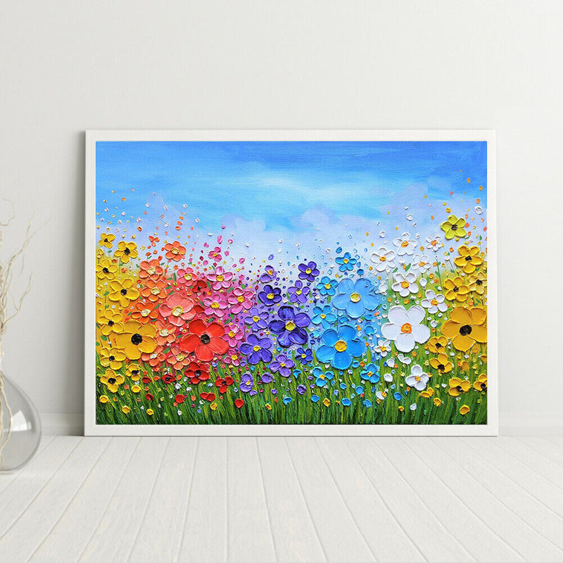 Frameless Oil Paint By Numbers DIY Flower Picture Craft for Home Living Room