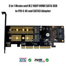 3"" 1 NGFF PCIE M.2 NVME SATA SSD to PCI E 4X SATA3 Apatter for 2230-2280 Cards
