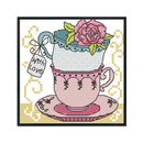 Teacup Cross Stitch Kit 14CT Stamp Embroidery DIY Needlework (J357 15x15cm)