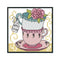Teacup Cross Stitch Kit 14CT Stamp Embroidery DIY Needlework (J357 15x15cm)