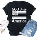 Independence Day Print Flag Letter T-Shirt (Black S)