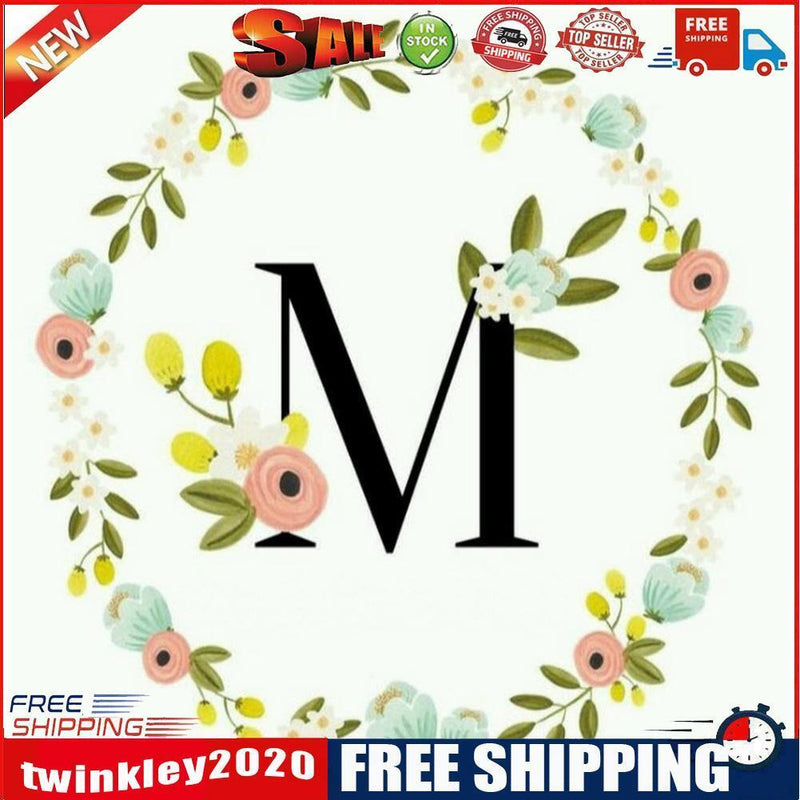 DIY Diamond Painting Kit M Letter Wreath Full Round Rhinestone Wall Picture