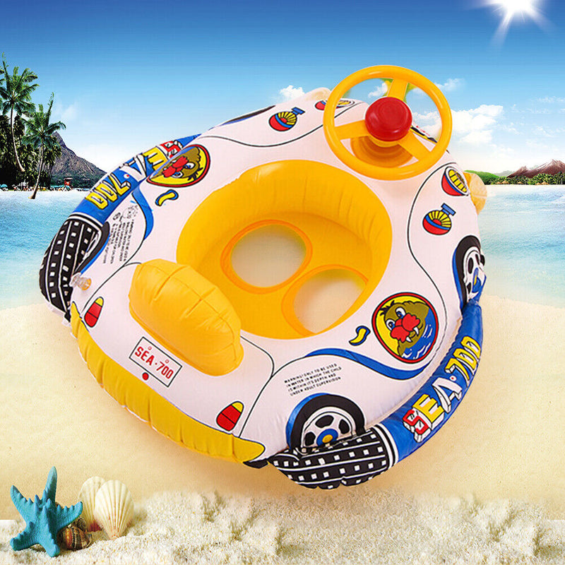 Inflatable Car Steering Wheel Boat Baby Circle Seat Ring Water Toys Random Newly