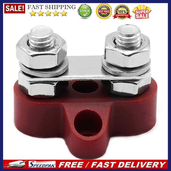 Bus Bar Terminal Block Heavy Duty Dual M8 Power Distribution Stud (Red)