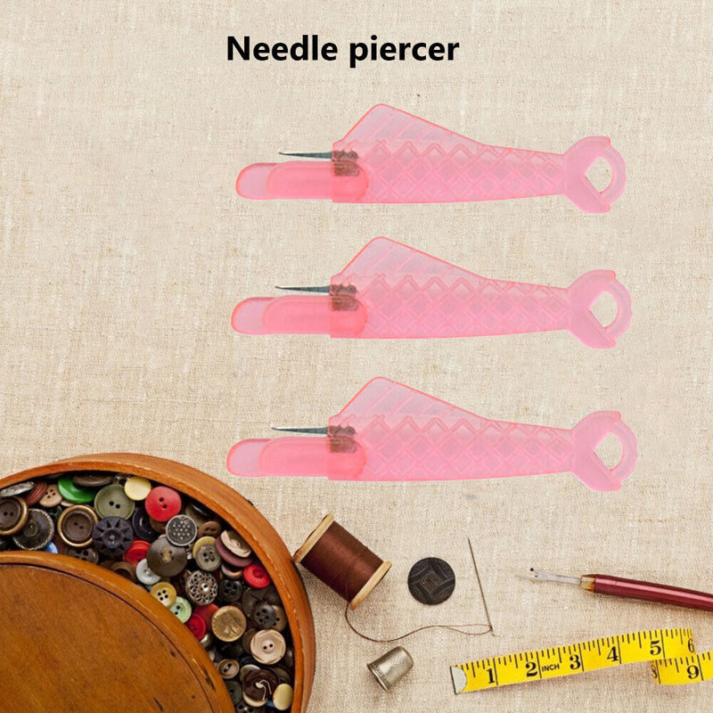 3pcs Fish Type Auto Needle Threader Plastic Quick Needle Inserter (Pink) Newly